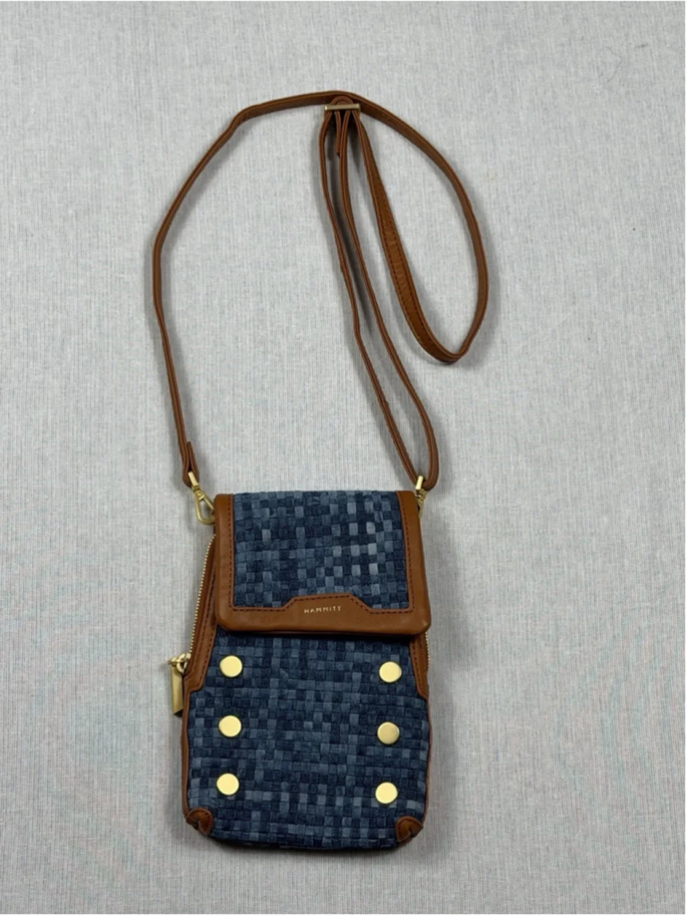 Hammitt VIP Mobile mosaic denim Crossbody Bag - Picture 1 of 13